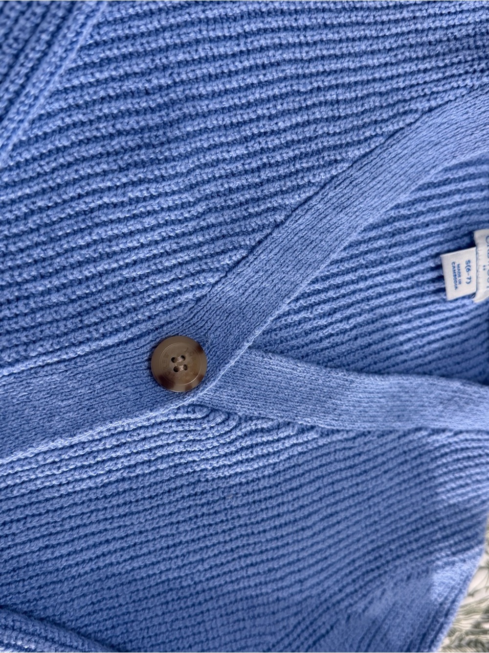 J. Crew Factory Blue Ribbed V-Neck Button Cardigan - Picture 6 of 6